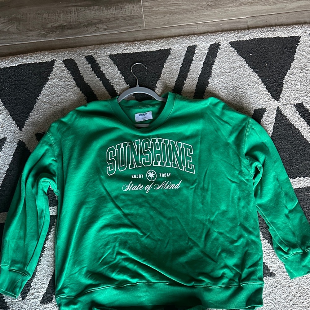 Old Navy Green Sunshine Graphic Sweatshirt joggers set sweatshirt med joggers xs